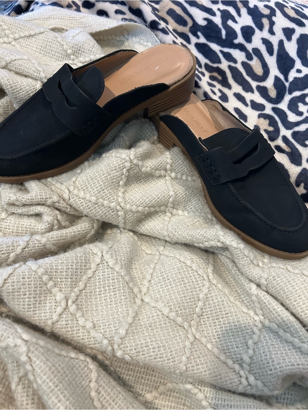 Cynthia Rowley Prescott Black Slip-On Loafer Mules